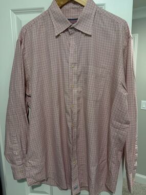Vineyard Vines Men's Pink and Blue Micro-Check Button-Down Shirt